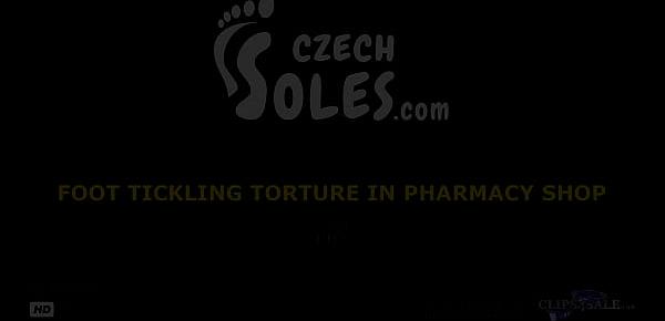 Foot tickling torture in pharmacy shop
